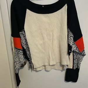 Free People Blossom Thermal Top size Small Waffle style with fancy sleeves